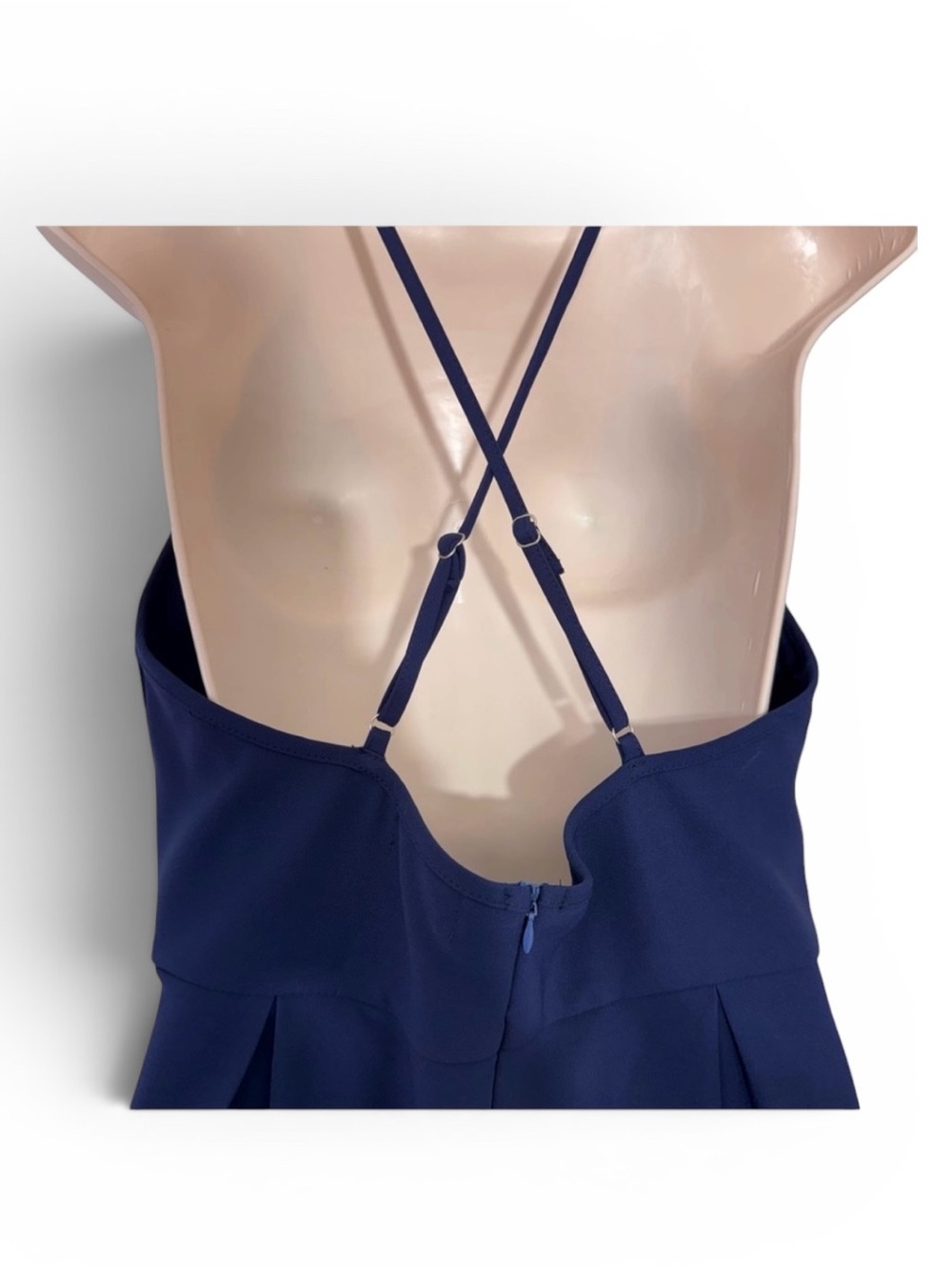 NWT Elia Cher Navy Strappy Back Midi Dress Wedding Guest Size Large - Picture 6 of 7